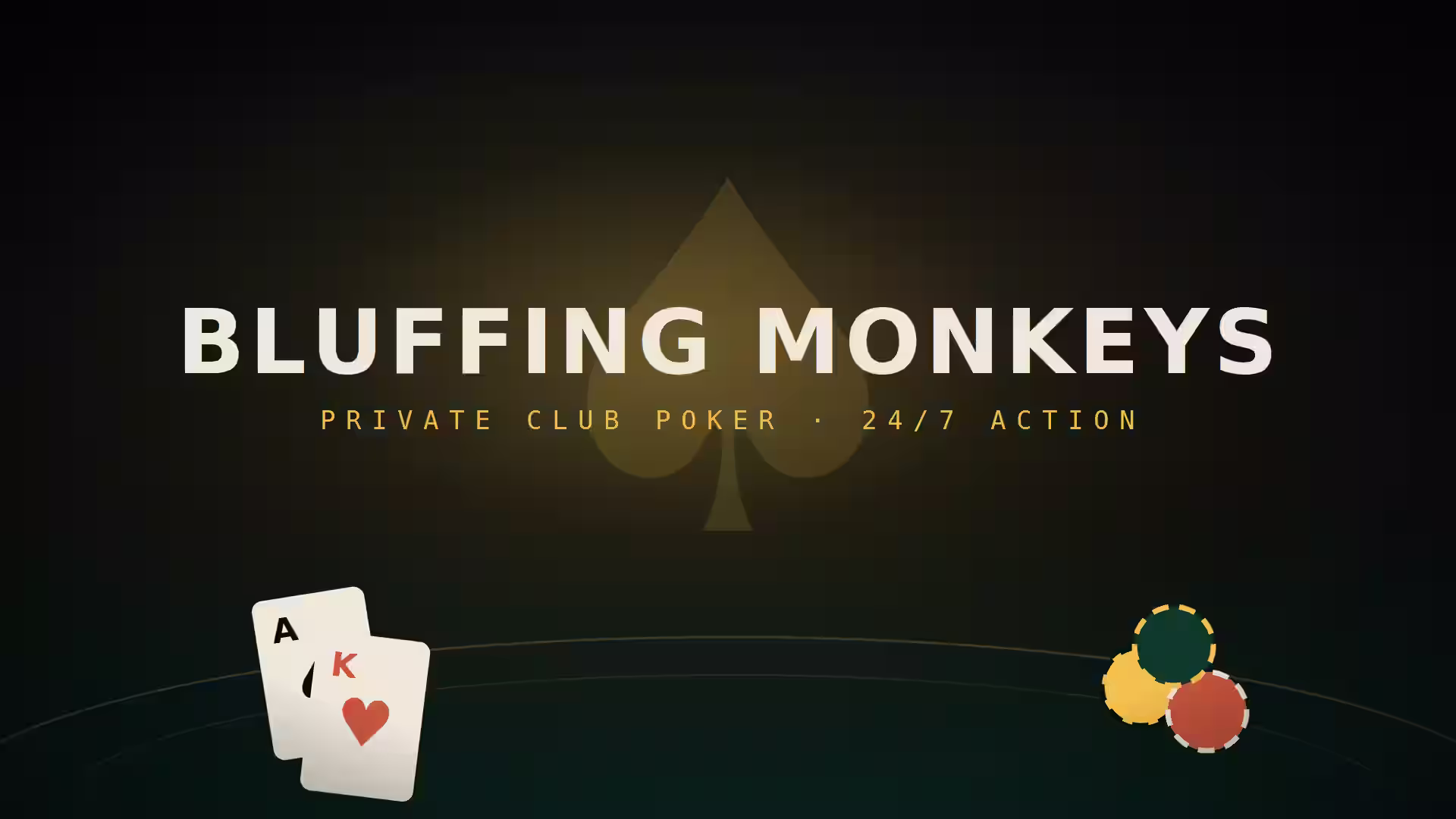 A chimpanzee in a black suit holding cards at a poker table