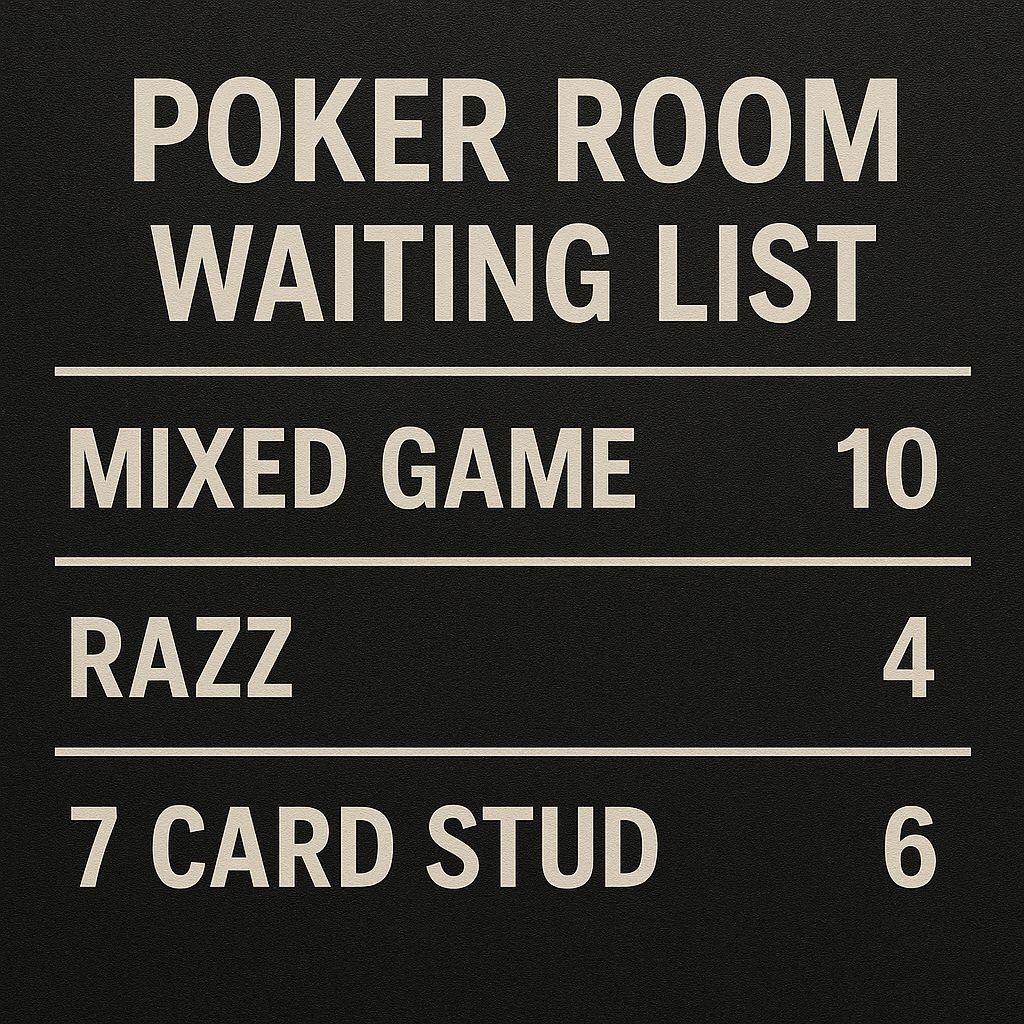 Poker Room Waiting List | Bluffing Monkeys